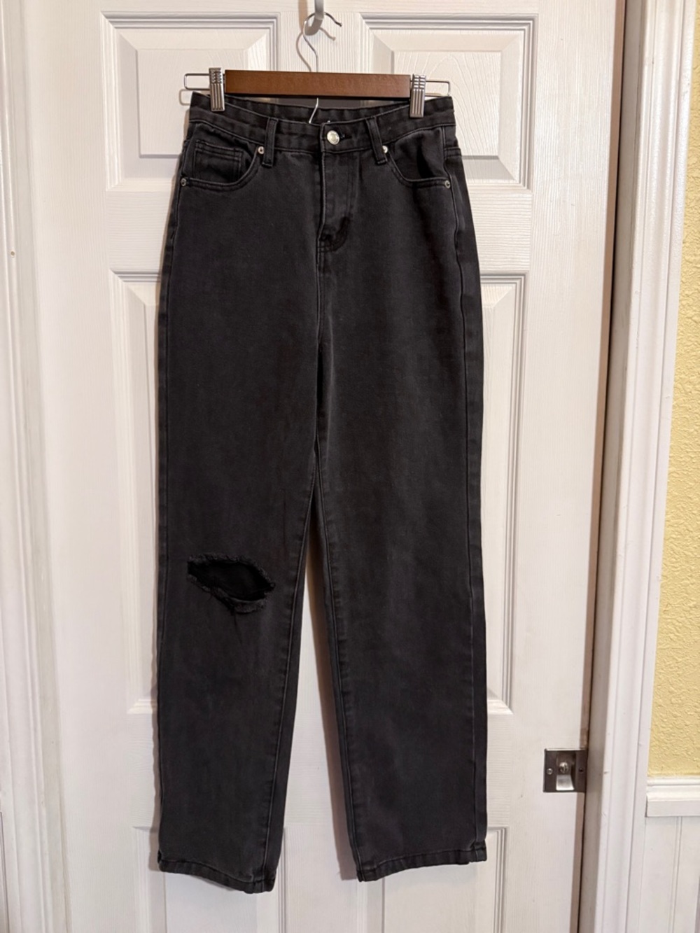 Princess Polly Black Straight-Leg High-Rise Jeans